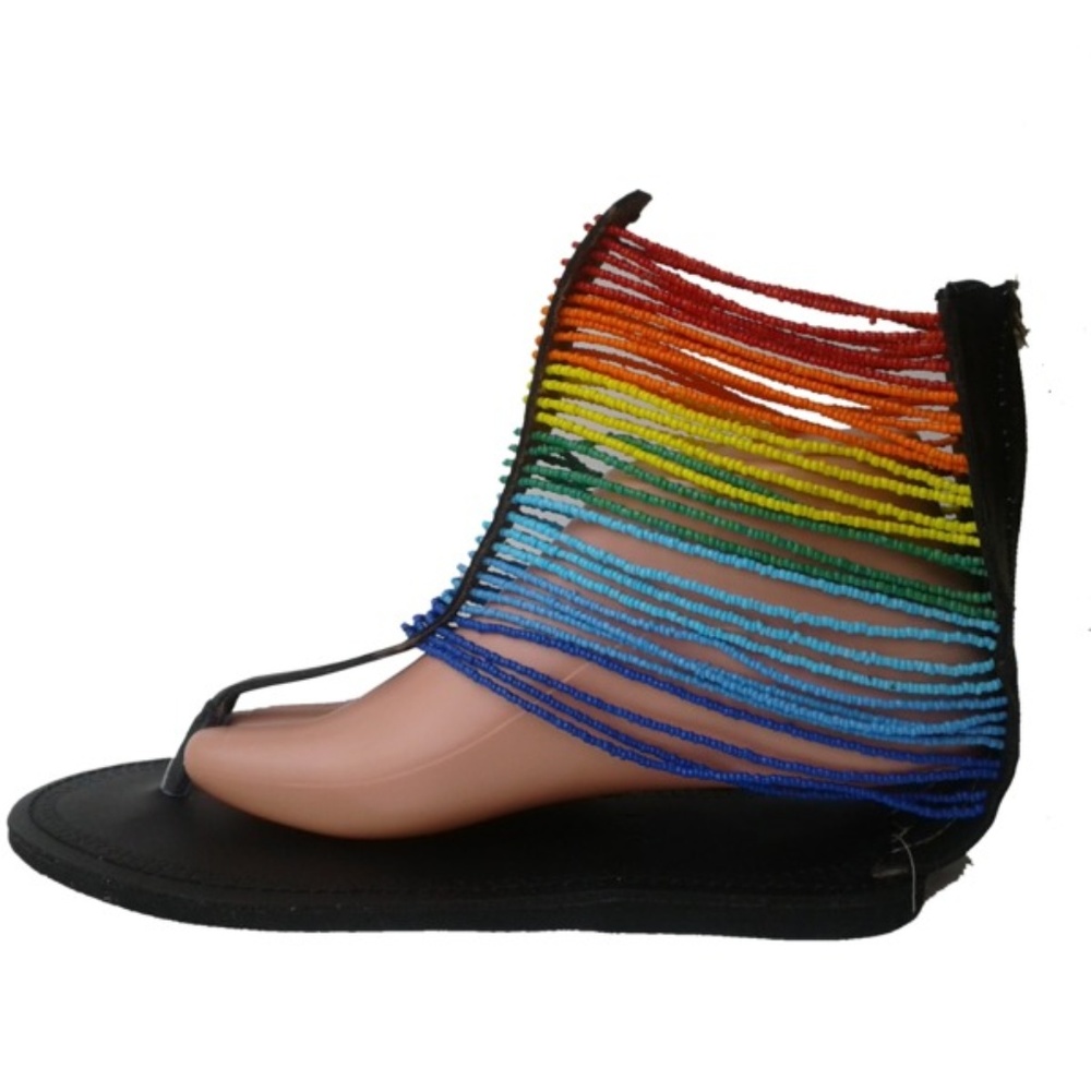 Multicolored High Top Thong Sandals